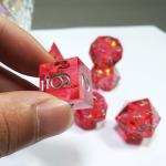 Phantom red resin & foil gold Resin Boarding Dice Set Dragon and Dungeon