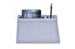 China Portable Wireless Phone Charger Leather Multifunctional Mouse Pad Gaming Creative supplier