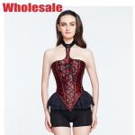 Polyester S Halter Bustier Dress Red And Black Bustier And Corset for sale