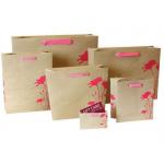 Recycled Flat Handle Brown Customized Paper Bags Gift / Shopping Kraft Paper Bag for sale