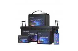 China Waterproof Mobile rV LiFePO4 Lithium Ion Camper Battery 12.8V Bluetooth BMS supplier