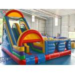 Factory Inflatble Colorful Bouncy House With Double Slides Combo Jumping Castle for sale