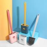 Cute Multi Color Houseware Plastic Products Silicone Toilet Brush With Holder for sale