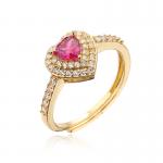 Gold Plated 18k Wedding Ring Heart Colorful Crystal Diamond Engagement For Women for sale