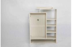 China Practical Wooden Home Shoe Cabinet Removeable Shelves With Door Hollow Racks supplier