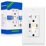 Wall Mounted Night Light USB Outlet 20A 2700K Tamper Resistant for sale