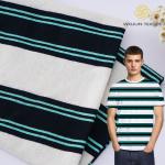 Strong Sweat Absorption Pure Cotton And Linen Single Jersey Striped Material Fabric For Polo Shirt for sale