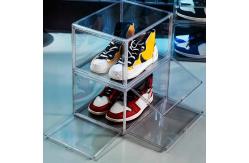 China Custom Acrylic Drop Front Shoe Box Clear Transparent supplier