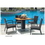 SS table base with wicker dining chair set -8185 for sale