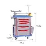 190CM Anesthesia Medical Cart Trolley On Wheels ABS Plastic for sale
