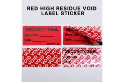 China 90um 2mil Tamper Proof Security Stickers Red Matte Semi Transfer High Residue supplier