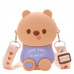Bear Lightweight Silicone Pencil Case For Durable Stationery Storage Crossbody Shoulder Purse Bag Cute Mini Handbag for sale