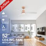 1stshine Bedroom LED Ceiling Fan with Light and Remote 15cm Suspender Length OEM for sale