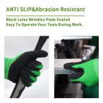 13 Gauge Polyester Black Crinkle Latex Work Gloves Enhanced Durability and Grip