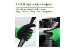 China Durable 13 Gauge Polyester Black Latex Work Gloves Anti Slip Abrasion Resistant supplier