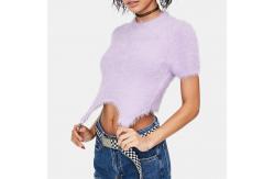 China Fleece Knitted Short Sleeve Crop T Shirt supplier