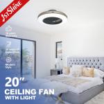 Metal Lamp Body Ceiling Fan with Dimmable LED Light Easy to Remove/Install Flush Mount for sale
