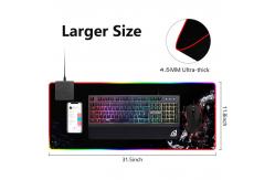 China LED PU 15W Wireless Charging Keyboard Mat Soft  Extended Mousepad supplier