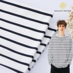 Twill Knitted Organic Terry Fabric , 40S Lycra Cotton Striped Fabric for sale