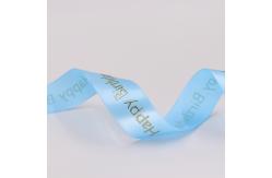 China Birthday Use Blue Satin Ribbon Single / Double Face Customized Printed Logo supplier
