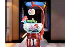 China Peony Pattern 520mm Chinese Ceramic Fish Bowl With Lamp supplier