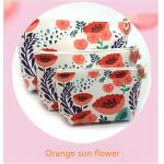 High quality waterproof cosmetic bag large capacity pu leather, Bathroom, Storage (3 Sizes) (Orange sun flower) for sale