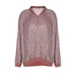 V Neck Fashion Ladies Blouse Shiny Pleated Blouse With Front Zipper Size XS - XXL for sale