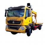 Large Diesel Fuel Type Transport Car Carrier Truck With Crane 10ton Flatbed Tow Truck for sale