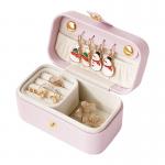 Portable Pearlescent Mauve Pink Jewelry Organizer Box for Travel Convenience in PU Material for sale