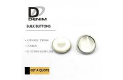 China Silver Shank Polyester Bulk Clothing Buttons Pearl Finish 20L With Mental Rim supplier