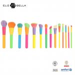 14pcs Customized Design Makeup Brush Set Colorful Handle and Aluminium Ferrule Included for sale