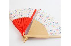 China Wooden Folding Fabric Handheld Fans Craft with Drawstring Organza Bags supplier