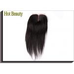 Virgin Human Hair Lace Closure , Full Density Clip In Human Hair Extensions Middle Part Silky Straight for sale