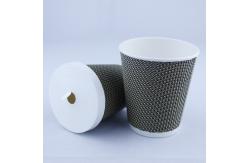 China Printed Coffee Ripple Paper Cup With Lid Disposable Single Wall 360ml supplier
