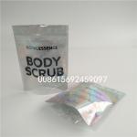 Gravure Printing Holographic Makeup Bag , Customized  Stand Up Pouches With Zipper