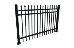 China Black Pressed Spear Top Steel Fence , Galvanized Security Picket Fence supplier