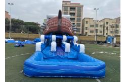 China PirateShip Theme CMYK Inflatable Water Slide With Pool supplier