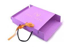 China Pink Colors Printed Matt Lamination Ivory Board Gift Box With Ribbon And Handle supplier