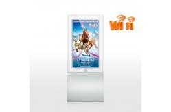 China Thin Dual Sided 43 High Brightness LCD Display Transparent Glass Floor Stand supplier