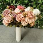 11 Heads Silk Artificial Rose Flowers For Hom Decoration for sale