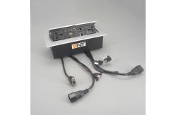 China Square Silver Desk Pop Up Sockets Zinc Alloy With Power Outlet 265*130mm supplier