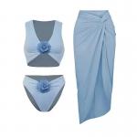Womens Summer Nylon Bikini Set Regular Three Swimwear for Beach Parties for sale