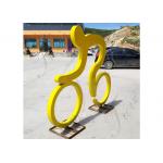 Outdoor Public Decorative Painted Stainless Steel Cyclist Sculpture for sale