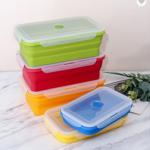 Silica Gel Folding Multi Compartment Lunch Box Microwavable Bento Box Set 4 Pieces