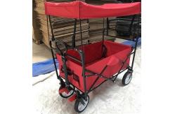 China Red Collapsible Wagon Cart Collapsible Carts With Wheels Cover Push Handle supplier