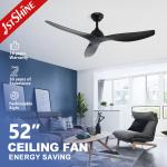 52 Matte Black DC Ceiling Fan Sleek ABS Blades Remote Control for sale