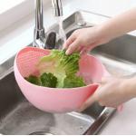 Plastic Rice Strainer Bowl with Handle Kitchen Draining Colanders for Cleaning Vegetables