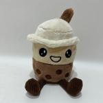 5.5 Inch Plush Bubble Tea W/Recording and Moving Function in Brwon and White Vivid Toy for Fun and Stress Relief for sale