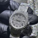 Stainless Steel Moissanite Bust Down Watch for sale