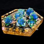 Transparent blue liquid natural resin desktop game dice set dnd dice for sale